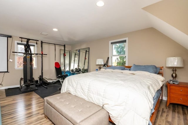 87 Lewis Point Rd, Bourne, MA 02532 - bedroom with wood finished floors, recessed lighting, and baseboards