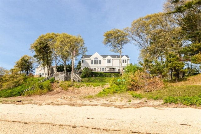 87 Lewis Point Rd, Bourne, MA 02532 - view of front facade with stairway
