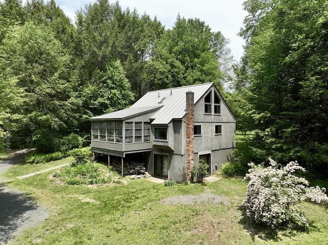 1962 Shelburne Falls Rd, Conway, MA 01341 - rear view of property with a sunroom and a yard