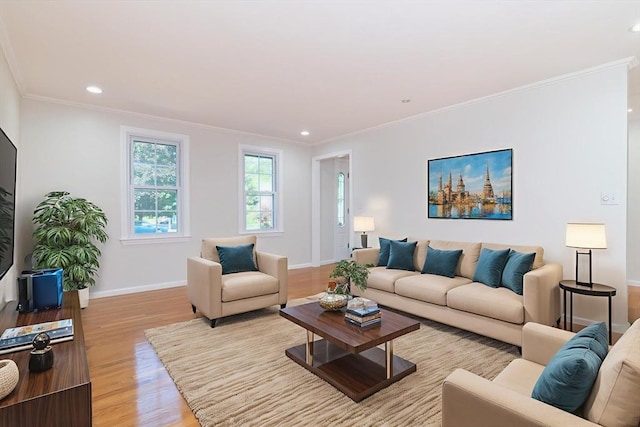 13 Laura Ln, Norton, MA 02766 - living area with light wood-style flooring, recessed lighting, and ornamental molding