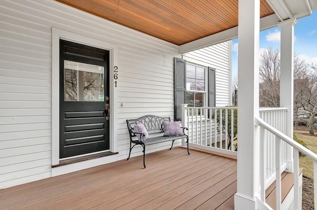 deck with covered porch