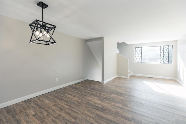 interior space with dark hardwood / wood-style flooring