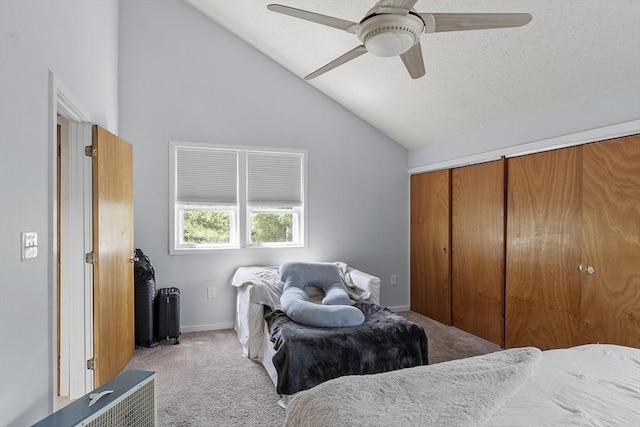 14 Russell Dr Unit 4D, Salem, MA 01970 - bedroom with carpet flooring, vaulted ceiling, a ceiling fan, baseboards, and a textured ceiling