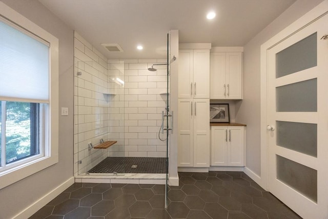 34 Lewis Ave Unit 34, Arlington, MA 02474 - bathroom with a shower stall, recessed lighting, and tile patterned floors