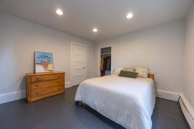 34 Lewis Ave Unit 34, Arlington, MA 02474 - bedroom featuring a baseboard heating unit, recessed lighting, and a closet