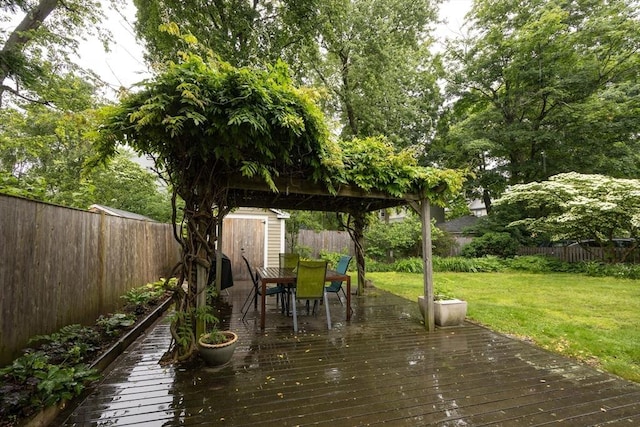 34 Lewis Ave Unit 34, Arlington, MA 02474 - wooden terrace featuring a storage shed, outdoor dining space, a fenced backyard, and a gazebo