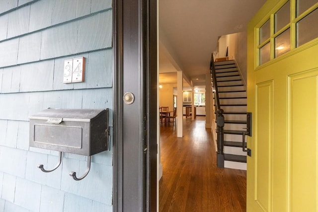 34 Lewis Ave Unit 34, Arlington, MA 02474 - corridor featuring dark wood-style flooring and stairs