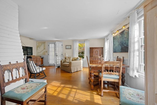 living room with light wood-type flooring