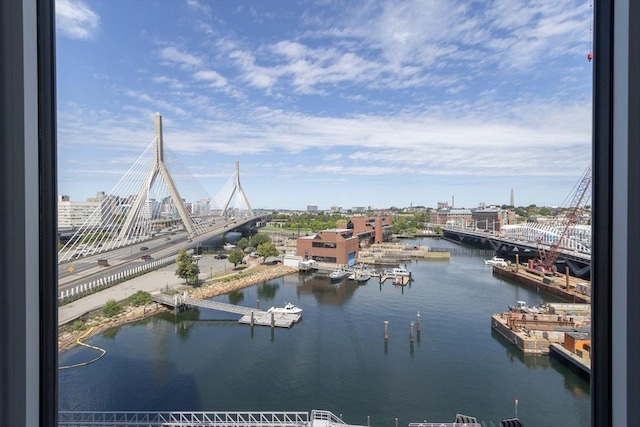 water view with a boat dock