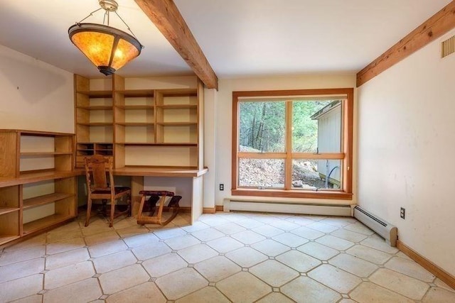 20 Lawton Rd, Leverett, MA 01054 - unfurnished living room with beamed ceiling and baseboards