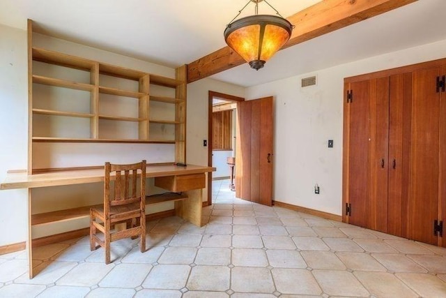 20 Lawton Rd, Leverett, MA 01054 - unfurnished office featuring light floors, beam ceiling, and baseboards