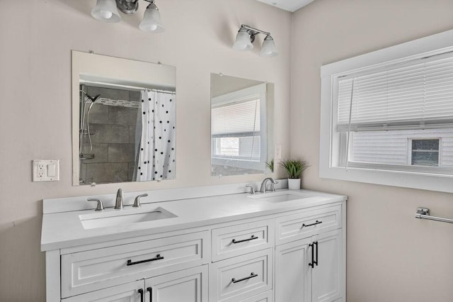 4002 Church St, Palmer, MA 01069 - full bathroom featuring a tile shower and double vanity