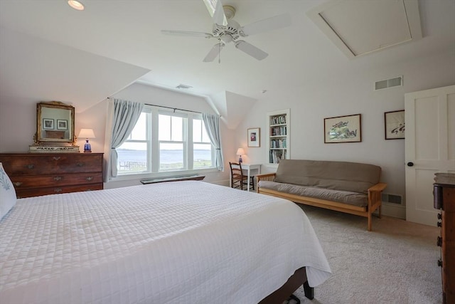 1794 Drift Unit E, Westport, MA 02790 - carpeted bedroom featuring lofted ceiling, ceiling fan, and recessed lighting