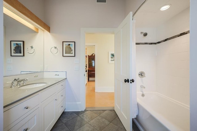1794 Drift Unit E, Westport, MA 02790 - full bathroom featuring vanity, shower / bathtub combination, tile patterned flooring, and recessed lighting