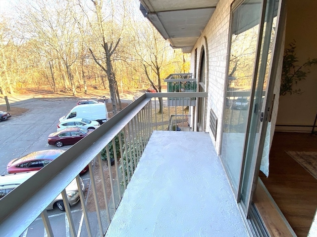 balcony with a baseboard heating unit