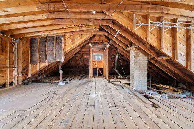 view of unfinished attic