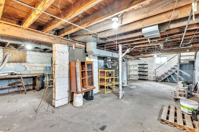 basement with water heater