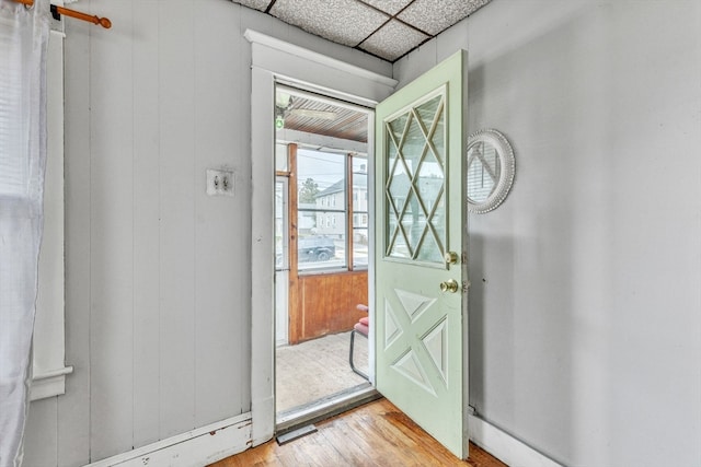 doorway to outside featuring light wood-type flooring