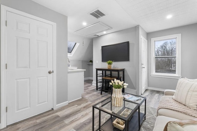 living room featuring light wood-type flooring