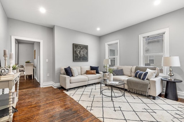 living room featuring light hardwood / wood-style flooring