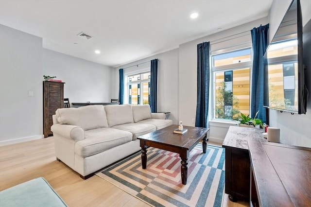7 Lisbon St Unit 201, Boston, MA 02128 - living room with light wood-type flooring and recessed lighting