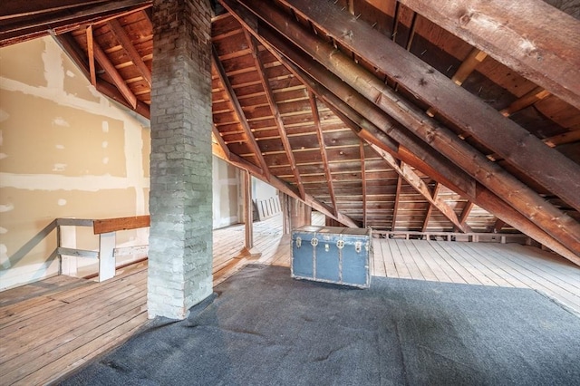 view of unfinished attic