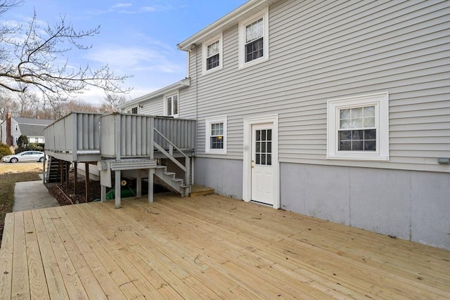 wooden deck with stairway