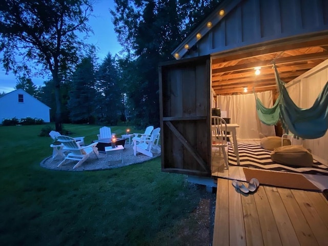 11 Tara Dr, Pembroke, MA 02359 - view of outdoor structure with a fire pit