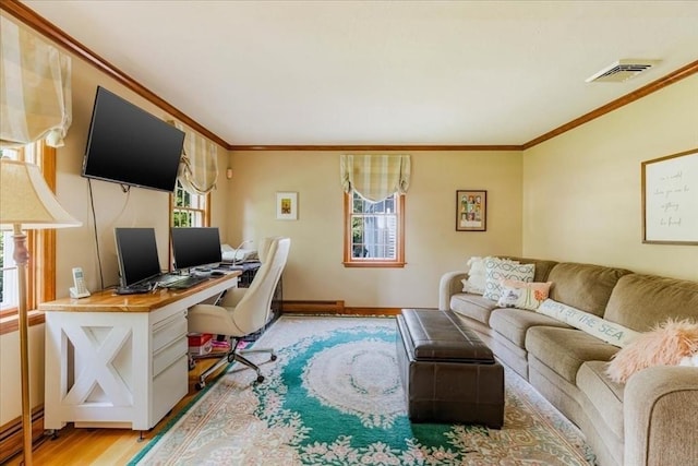 11 Tara Dr, Pembroke, MA 02359 - office area with ornamental molding and light wood finished floors