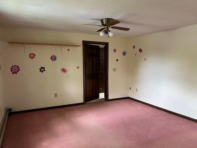 318 Holden St, Holden, MA 01520 - carpeted empty room with a ceiling fan, baseboards, and a baseboard heating unit