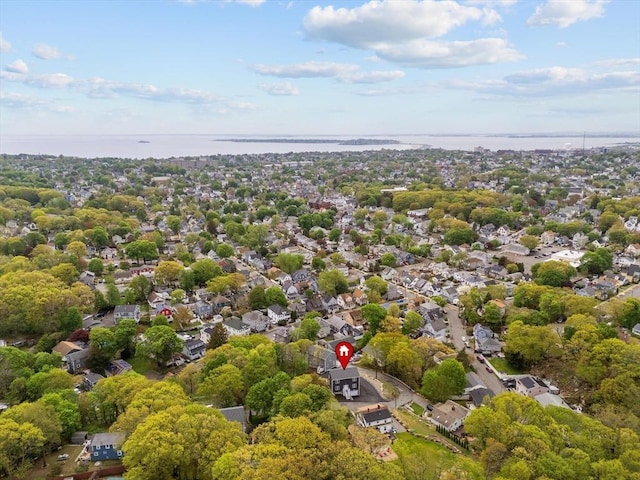 aerial view of a nearby body of water