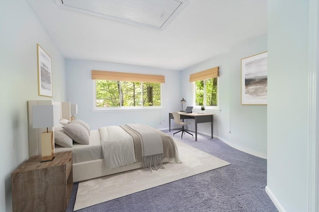73 Mountain Gate Rd Unit 73, Ashland, MA 01721 - bedroom with attic access, carpet flooring, an office area, and baseboards