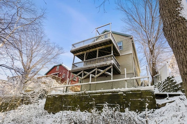 view of snow covered property