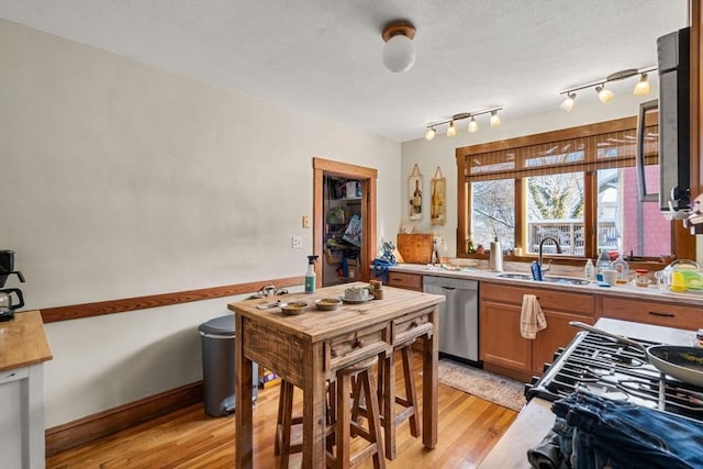 kitchen featuring light hardwood / wood-style floors, sink, and stainless steel dishwasher