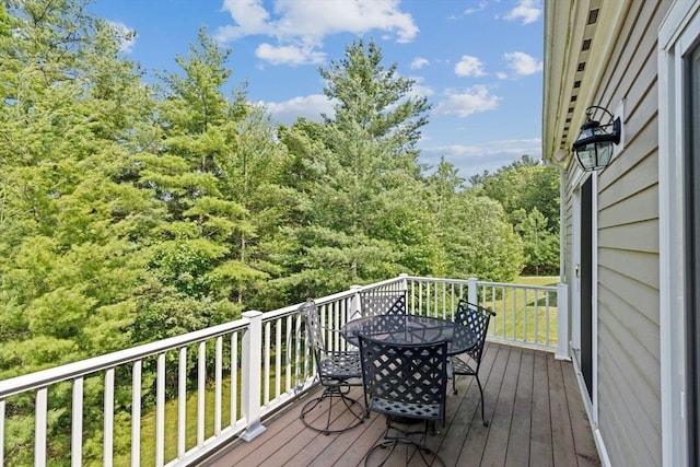 28 Ridgewood Xing Unit 28, Hingham, MA 02043 - wooden deck featuring outdoor dining area and a wooded view