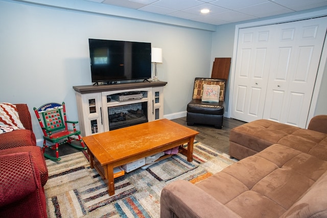 living room with hardwood / wood-style floors