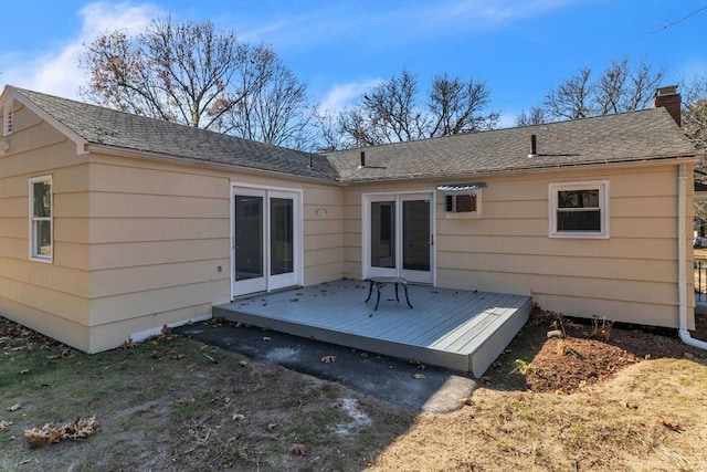 49 Wimbleton Dr, Longmeadow, MA 01106 - back of house featuring a wooden deck, a chimney, and a shingled roof