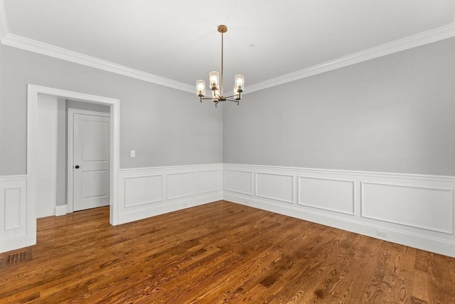 LOT11R 46 Loidie Ln, Brockton, MA 02301 - unfurnished room featuring crown molding, a chandelier, a wainscoted wall, and wood finished floors