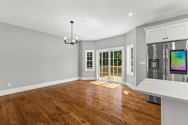 LOT11R 46 Loidie Ln, Brockton, MA 02301 - unfurnished dining area with a chandelier, wood finished floors, and recessed lighting