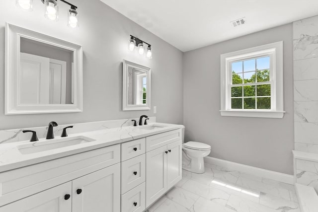 LOT11R 46 Loidie Ln, Brockton, MA 02301 - bathroom featuring marble look tile flooring and double vanity