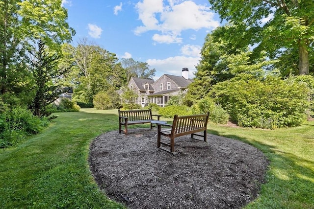 view of community featuring a lawn