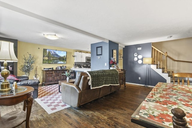 living room featuring dark hardwood / wood-style flooring