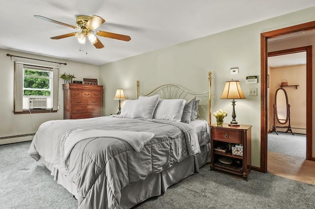 8 Messina Cir, Methuen, MA 01844 - bedroom with carpet flooring, cooling unit, ceiling fan, and baseboard heating