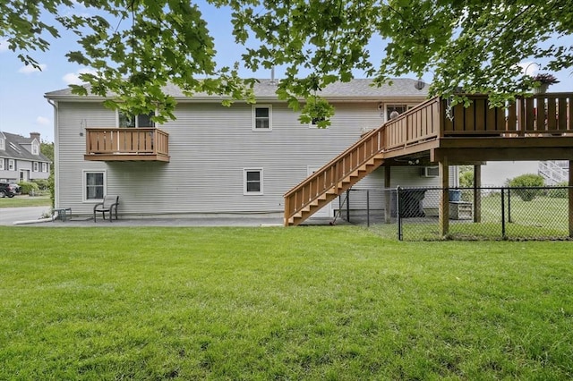 8 Messina Cir, Methuen, MA 01844 - back of property featuring stairs, a patio area, and a wooden deck