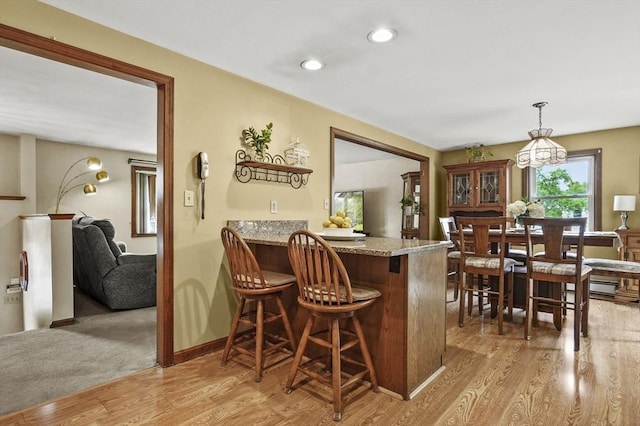 8 Messina Cir, Methuen, MA 01844 - indoor bar with light wood-style floors, decorative light fixtures, and recessed lighting