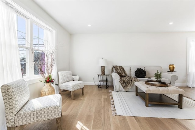 living area featuring light hardwood / wood-style floors