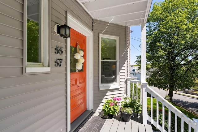 wooden deck featuring a porch
