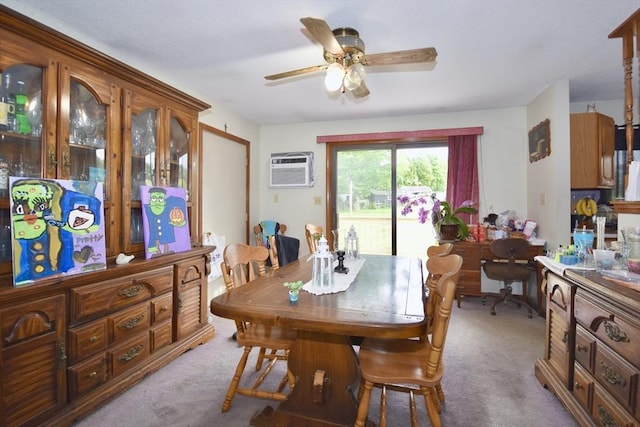 110 Lucy Little Rd, Dartmouth, MA 02747 - dining space featuring a wall mounted AC, carpet flooring, and ceiling fan
