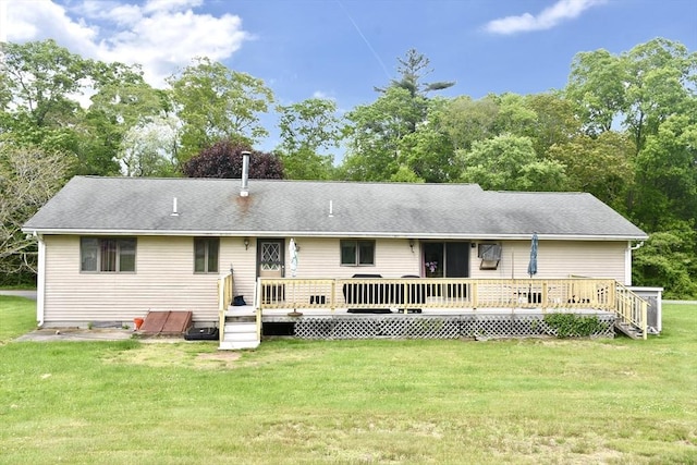 110 Lucy Little Rd, Dartmouth, MA 02747 - back of house featuring a deck and a lawn