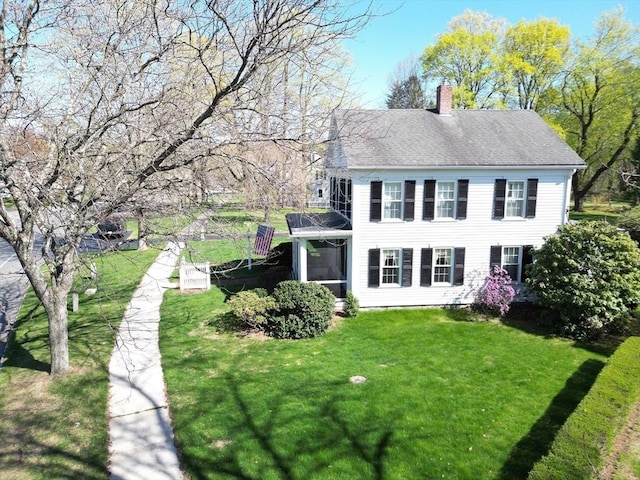 67 E Main St, West Brookfield, MA 01585 - view of front facade with a chimney and a front yard